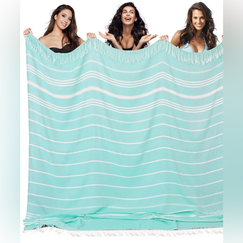 NWT Giant Turkish Beach Towel Extra Large Boho Throw Blanket, MULTI COLORS